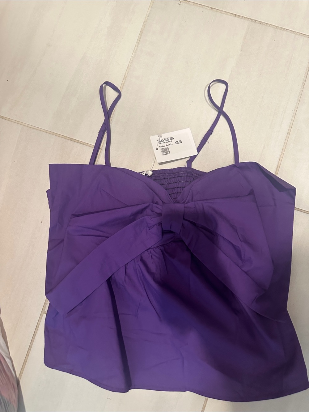 Purple Bow-Front Spaghetti Strap Cami - Unknown Brand